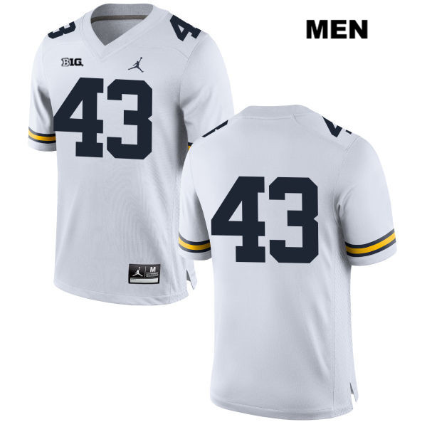 Men's NCAA Michigan Wolverines Jake McCurry #43 No Name White Jordan Brand Authentic Stitched Football College Jersey JH25Z04JK